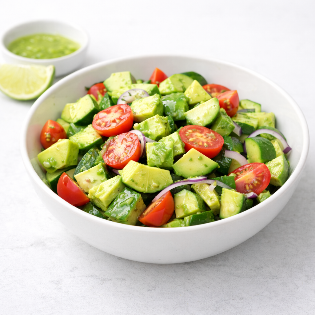 Cucumber, tomato, and avocado salad